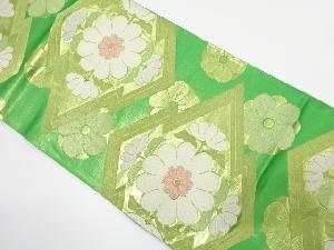 アンティーク　松皮菱に菊・梅模様織り出し袋帯（着用可）